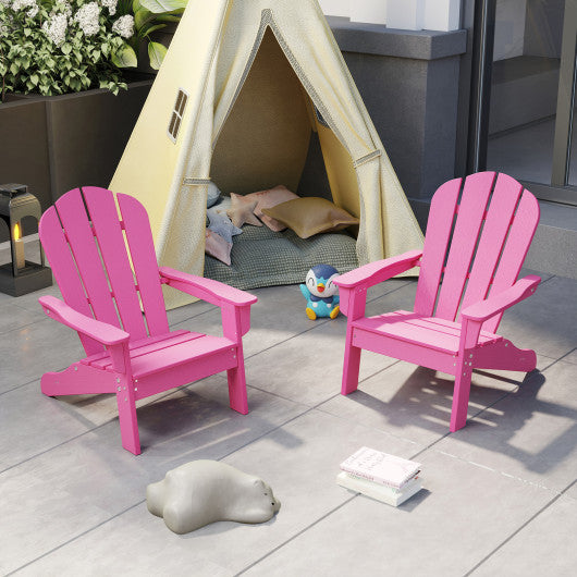 All-Weather HDPE Kid's Adirondack Chair with with High Backrest and Armrests-Pink
