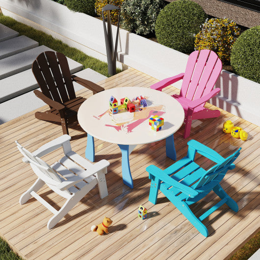 All-Weather HDPE Kid's Adirondack Chair with with High Backrest and Armrests-Pink