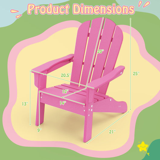 All-Weather HDPE Kid's Adirondack Chair with with High Backrest and Armrests-Pink