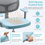 Adjustable Desk Chair with Auto Brake Casters for Kids-Blue