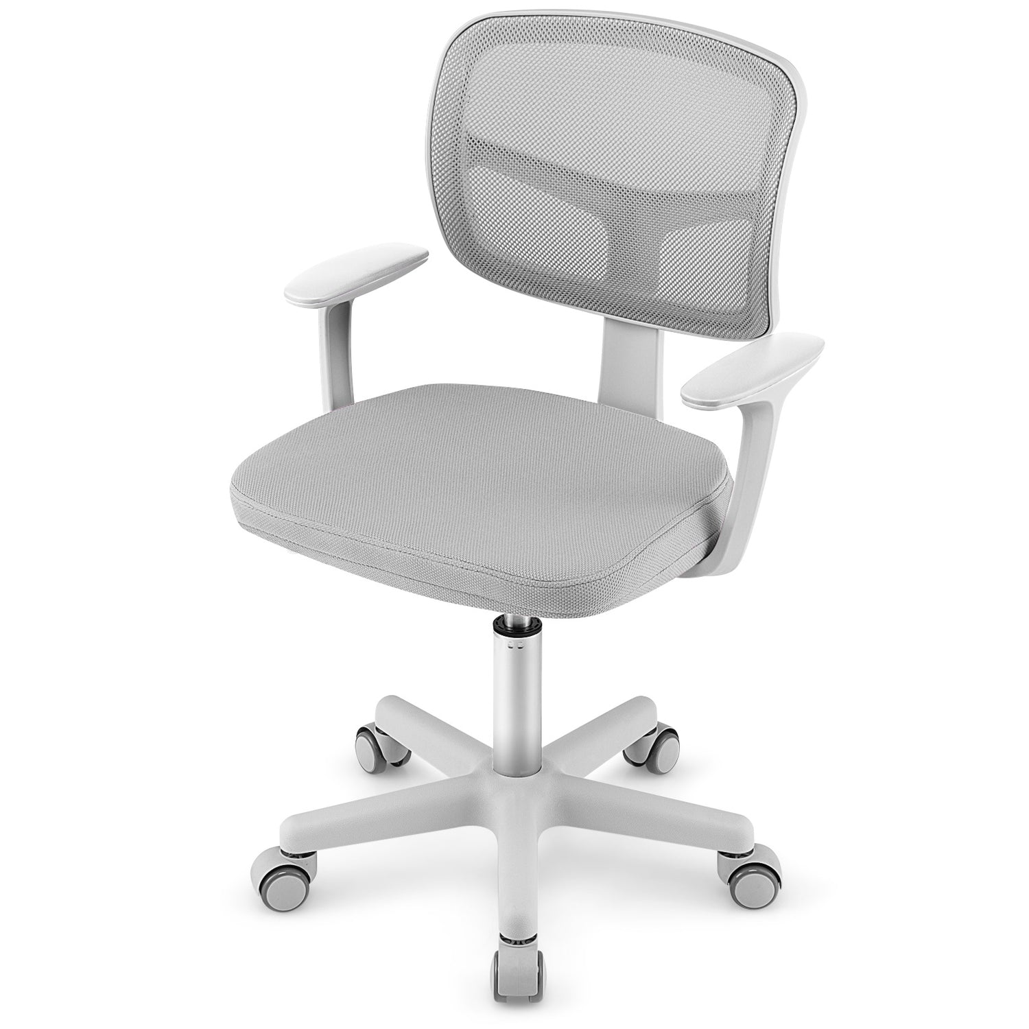 Adjustable Desk Chair with 5 Rolling Casters for Kids-Gray