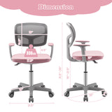 Adjustable Desk Chair with Auto Brake Casters for Kids-Blue