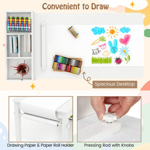 Rolling Record Player Stand 2-Tier with Vinyl Storage and Magazine Holder Bag-Natural