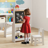 Kids Art Table and Chair Set with Easel and Chair for Drawing Reading-Grey