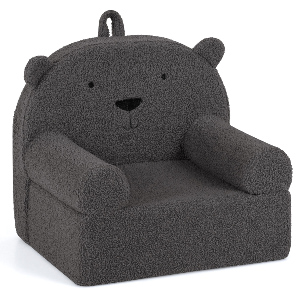 Kids Bear Sofa Toddler Foam Couch with Soft Fleece Fabric Cover-Gray