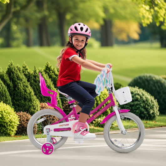Kids Bike 16 Inch with Training Wheels and 2 Brake System for 4-7 Years Old