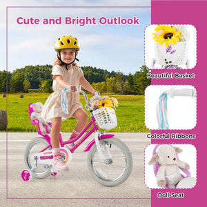 Kids Bike 16 Inch with Training Wheels and 2 Brake System for 4-7 Years Old