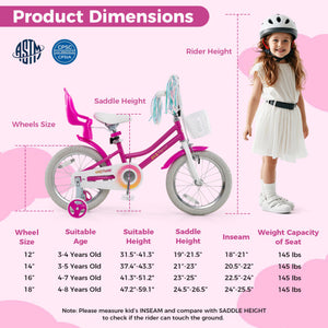 Kids Bike 16 Inch with Training Wheels and 2 Brake System for 4-7 Years Old