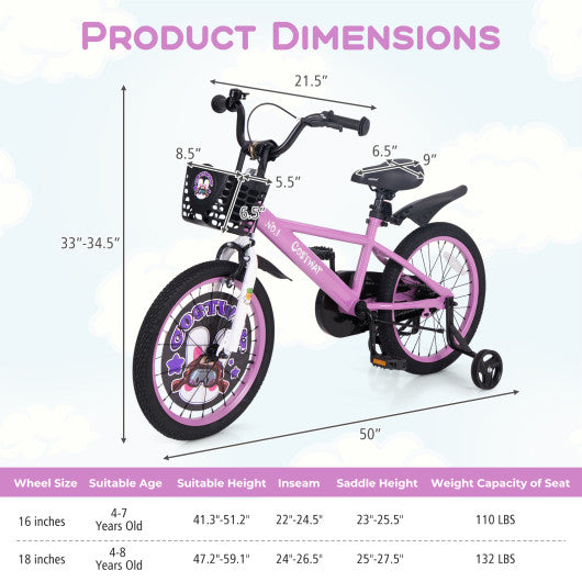 18 Inch Kids Bike for 4-8 Years Old Sport Bicycle with Adjustable Handlebar and Saddle-18 inches