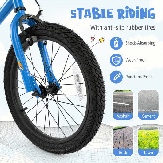 18 Inch Kids Bike LED Lighted Adjustable with Training Wheels for 4-8 Years Old Kids-18 inches