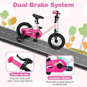 Kids Bike for 3-7 Years Old Boys and Girls 12/14/16-Inch Children Bicycle-Pink 12 Inch