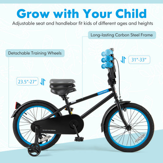 Kids Bike with Adjustable Handlebar and Saddle Black-18 Inches