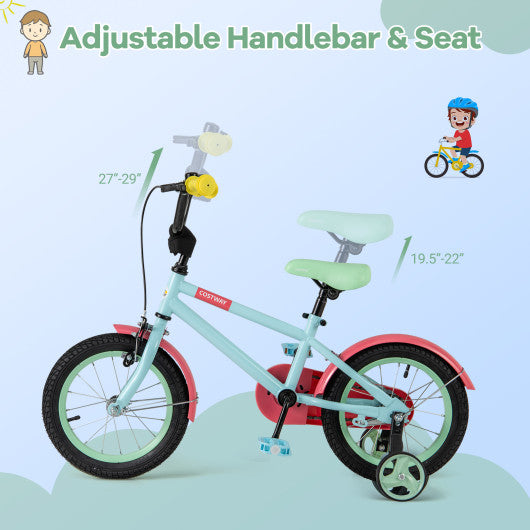 Kids Bike with Adjustable Handlebar and Saddle Blue-14 inches