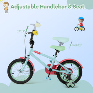 Kids Bike with Adjustable Handlebar and Saddle Blue-14 inches