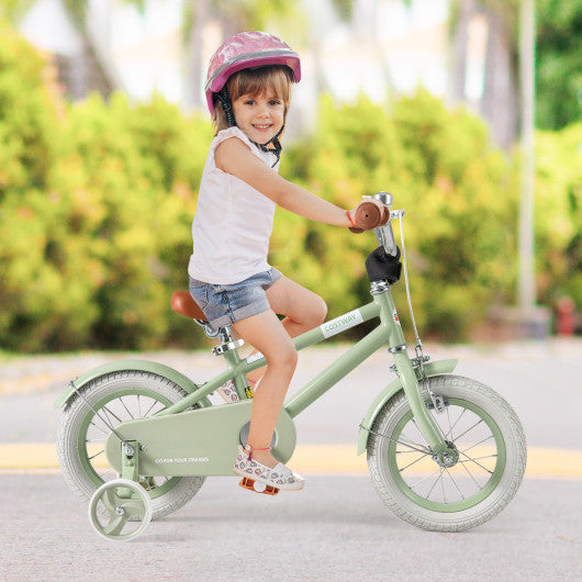 Kids Bike with Adjustable Handlebar and Saddle Green-12 Inches