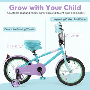 Kids Bike with Adjustable Handlebar and Saddle Purple-16 Inches