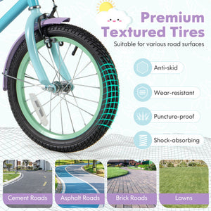 Kids Bike with Adjustable Handlebar and Saddle Purple-16 Inches