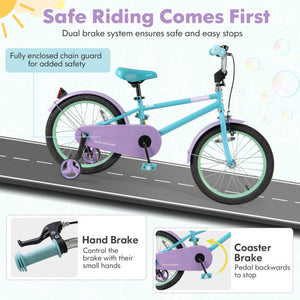 Kids Bike with Adjustable Handlebar and Saddle Purple-18 Inches