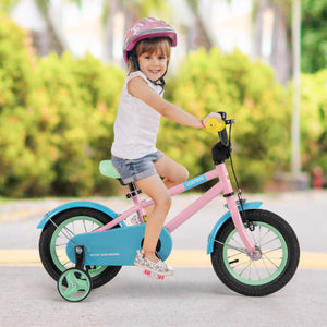 Kids Bike with Adjustable Handlebar and Saddle Pink-12 Inches