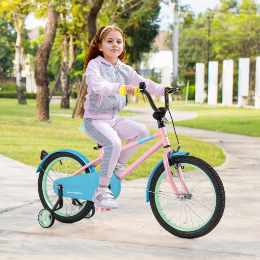 Kids Bike with Adjustable Handlebar and Saddle Pink-18 Inches