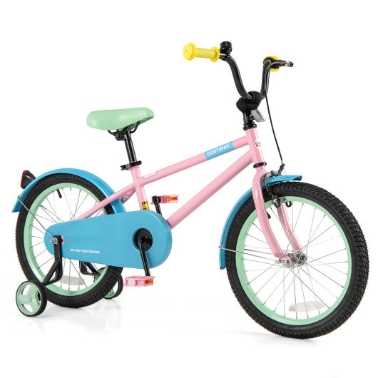 Kids Bike with Adjustable Handlebar and Saddle Pink-18 Inches