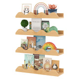16 Inch Kids Bookshelf Set of 4 Floating Nursery Book Shelves for Decoration Book Toy Storage-Natural