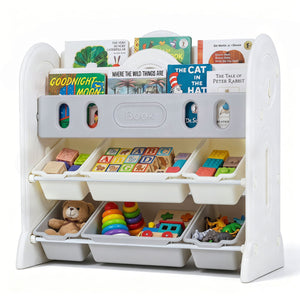 Kids Bookshelf and Toy Storage Organizer with 2 Front-Facing Racks