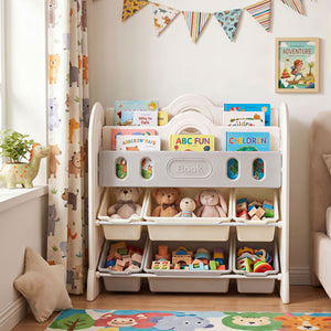 Kids Bookshelf and Toy Storage Organizer with 2 Front-Facing Racks