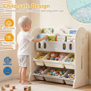 Kids Bookshelf and Toy Storage Organizer with 2 Front-Facing Racks