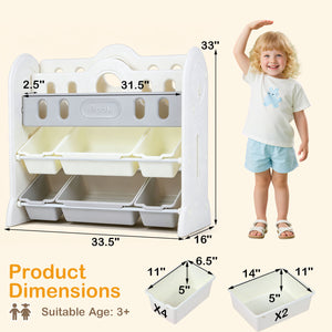Kids Bookshelf and Toy Storage Organizer with 2 Front-Facing Racks