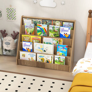 5-Tier Kids Bookshelf with Deep Compartments and Stable Baby Book Case-Natural