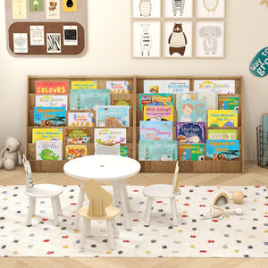 5-Tier Kids Bookshelf with Deep Compartments and Stable Baby Book Case-Natural