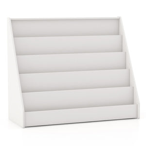 5-Tier Kids Bookshelf with Deep Compartments and Stable Baby Book Case-White