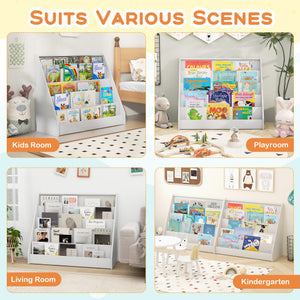 5-Tier Kids Bookshelf with Deep Compartments and Stable Baby Book Case-White