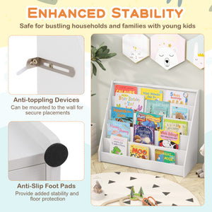 5-Tier Kids Bookshelf with Deep Compartments and Stable Baby Book Case-White