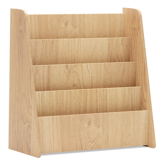4-Tier Kids Bookshelf with Deep Compartments for Bedroom-Natural