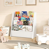 4-Tier Kids Bookshelf with Deep Compartments for Bedroom-White