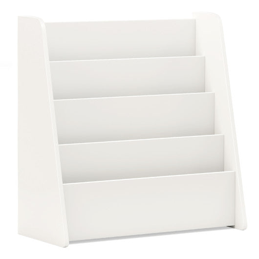 4-Tier Kids Bookshelf with Deep Compartments for Bedroom-White