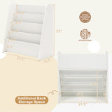 4-Tier Kids Bookshelf with Deep Compartments for Bedroom-White