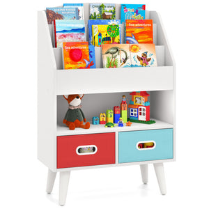 Kids Bookshelf with Open Compartment for Toddlers 3+ Years Old-White