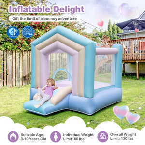 Kids Bounce House with Slide and Basketball Rim Bouncy Castle for Party without Blower