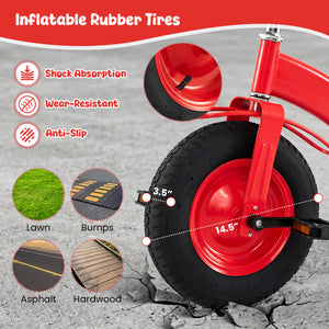Kids Carbon SteelÂ Bike with 15 Inch Inflatable Rubber Tires-Red