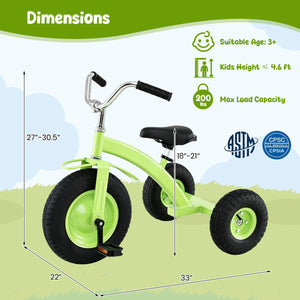 Kids Carbon SteelÂ Bike with 15 Inch Inflatable Rubber Tires-Green