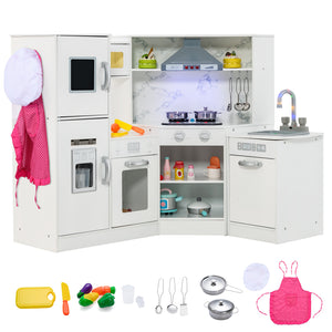 Kids Corner Pretend Kitchen Playset with Separated Washing Basin-White