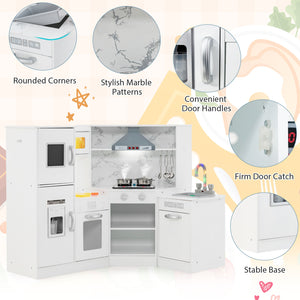 Kids Corner Pretend Kitchen Playset with Separated Washing Basin-White