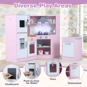 Kids Corner Pretend Kitchen Playset with Separated Washing Basin-Pink