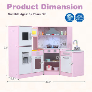 Kids Corner Pretend Kitchen Playset with Separated Washing Basin-Pink