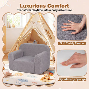 Kids Couch Portable Toddler Sofa with Anti-slip Base-Gray