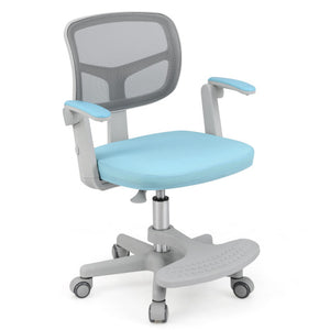 Kids Desk Chair Children Study Chair with Adjustable Height Armrest and Footrest-Blue