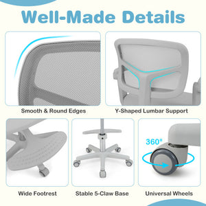 Kids Desk Chair Children Study Chair with Adjustable Height Armrest and Footrest-Blue